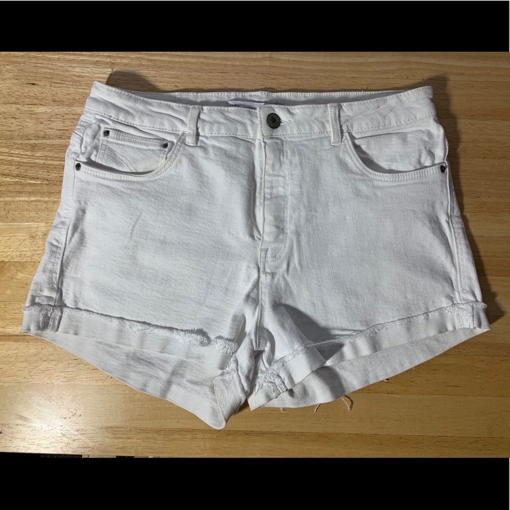 White High-Waisted Jean Shorts